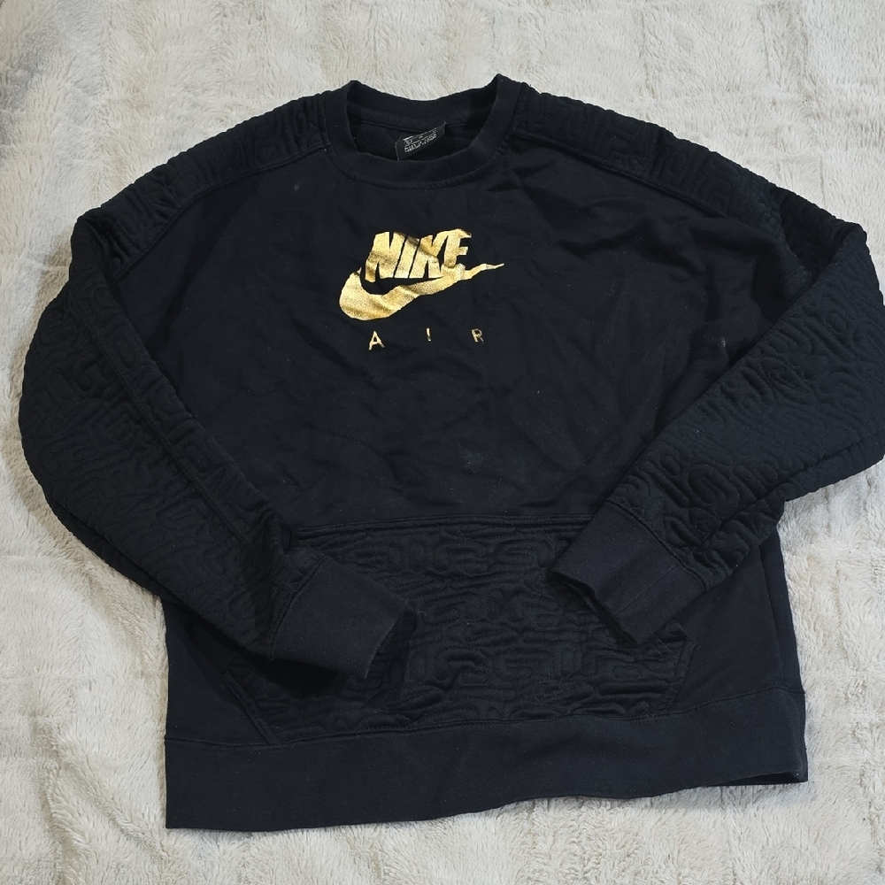 Nike Men's Black Crewneck with Gold Logo